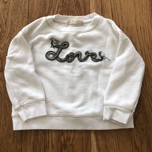 Zara “Love” sweatshirt Toddler 3/4